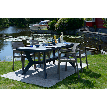 Masa dreptunghiulara pentru gradina Keter Baltimore, plastic, 177 x 100 x 71 cm, gri antracit