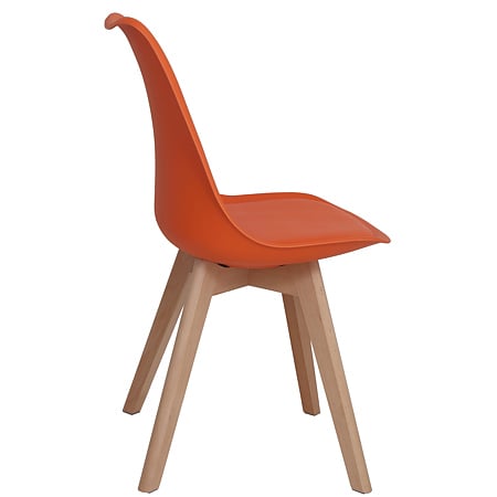 Scaun bucatarie tapitat portocaliu Depozitul de scaune Celia, piele ecologica, cadru lemn, max. 110 kg, 48.5 x 50 x 82.5 cm