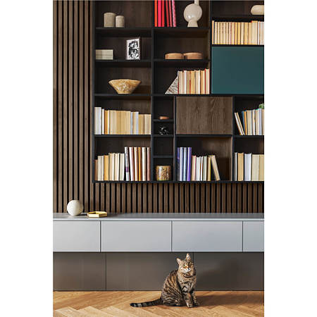 Panou decorativ Linea Acustic, 6 lamele, MDF, maro, interior, 265 x 24.5 x 2.2 cm