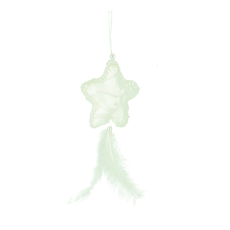 Decoratiune de Craciun stea cu pene, alb, 22 cm