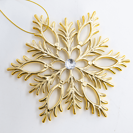 Decoratiune iarna fulg de nea, auriu, 14 cm