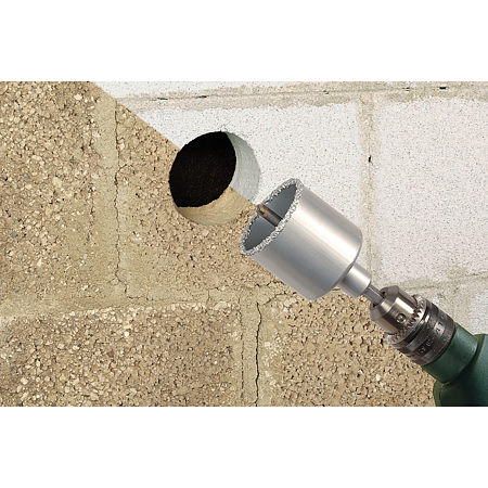 Carota diamantata Wolfcraft, pentru zidarie si beton, cu ax hexagonal si burghiu centrare, 53 mm Carota diamantata Wolfcraft, pentru zidarie si beton, cu ax hexagonal si burghiu centrare, 53 mm