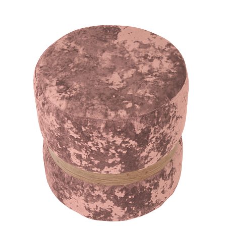 Taburet Ring, inel stejar, catifea roz E45, rotund, 38 x 38 x 40 cm