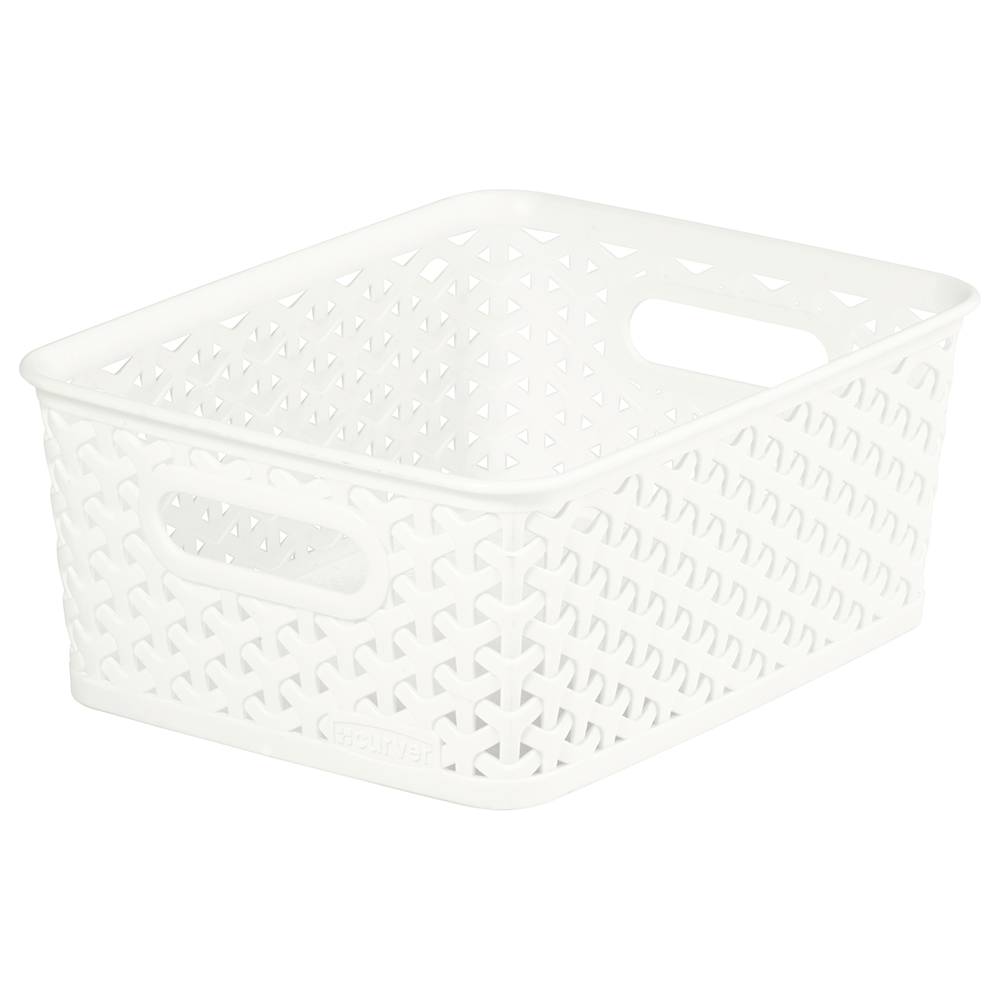 Cutie depozitare, tip rattan, plastic, alb, 8 l, 255 x 196 x 102 mm