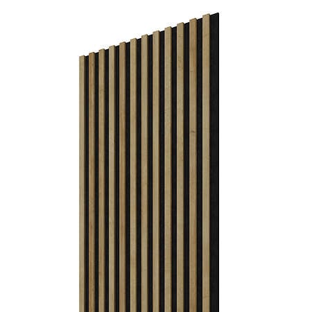 Panou decorativ Linea Acustic PROline, 12 lamele, MDF, maro/negru, interior, 240 x 60.5 x 2 cm