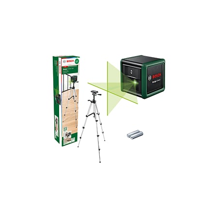 Nivela cu laser cu linii in cruce Bosch Quigo Green, autonivelare, stativ si 2 baterii AAA