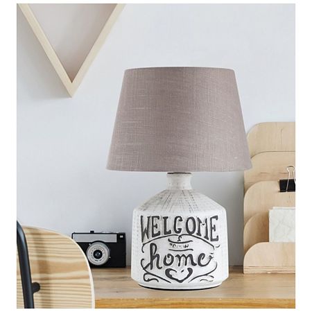 Veioza Petra, ceramica+textil, bej+gri, 1 x E14, 40W, 245 mm 