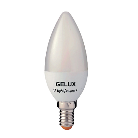 Bec LED Gelux Ecoled 5W, E14, C37, lumina calda