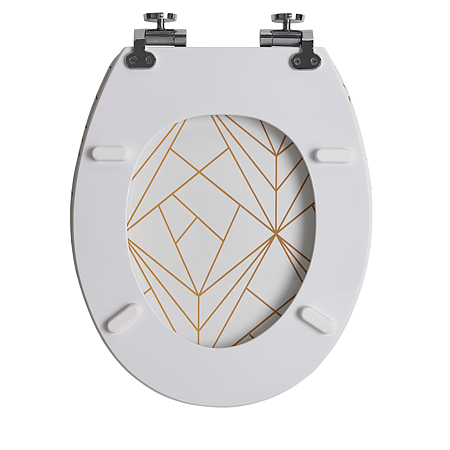 Capac WC Wirquin Diplomatic Gold, MDF, alb/auriu, soft close, 37.5 x 44.5 cm