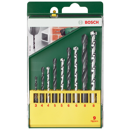 Set 9 burghie Bosch, pentru metal si zidarie, 3 - 8 mm 