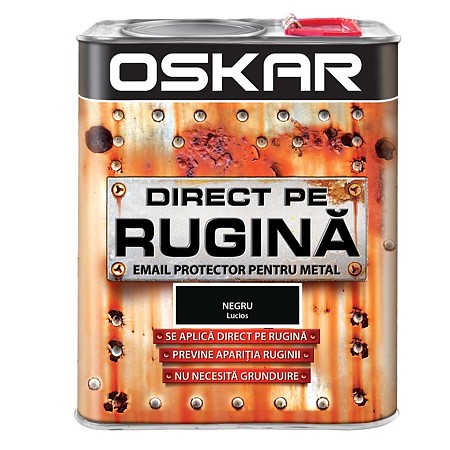 Vopsea Oskar Direct pe rugina, negru lucios, interior/exterior, 2.5 l