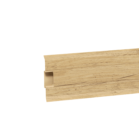 Plinta cu canal cablu pentru parchet Korner Siena 80, PVC, stejar Baroc 823, 2500 x 20 x 80 mm