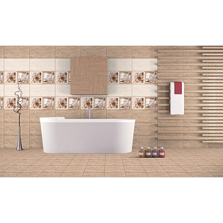 Faianta baie rectificata glazurata Evia 30186 A-TV, bej, mat, aspect de piatra, 60 x 30 cm