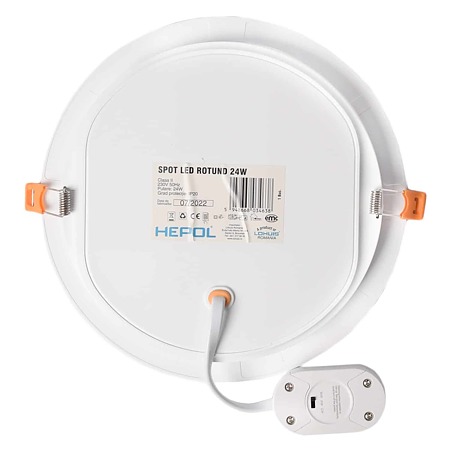 Spot LED incastrat Hepol, temperatura ajustabila, 24 W, alb 