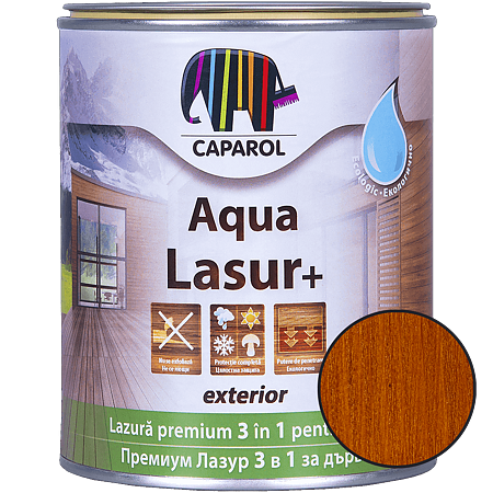 Lazura pentru lemn de exterior Caparol Aqua Lasur +, mahon, 0,75 l