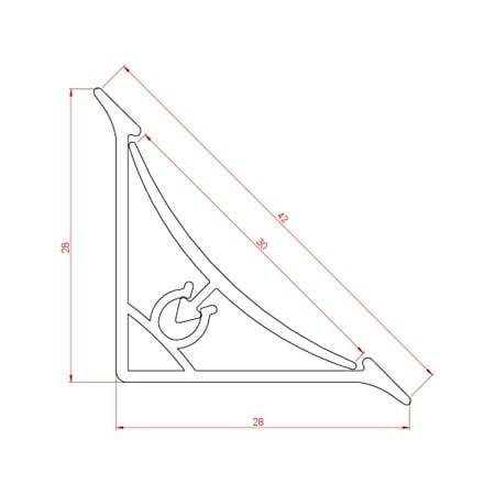 Profil inaltator concav, aluminiu, argintiu, 4 m