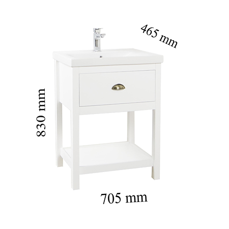 Baza cu lavoar Badenmob Seria 720, MDF- PAL, alb, 70 x 46 x 83 cm