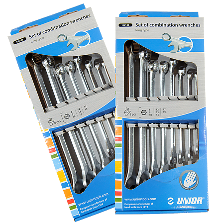 Set chei combinate lungi Unior, crom vanadiu, 8-19/8 Pcs