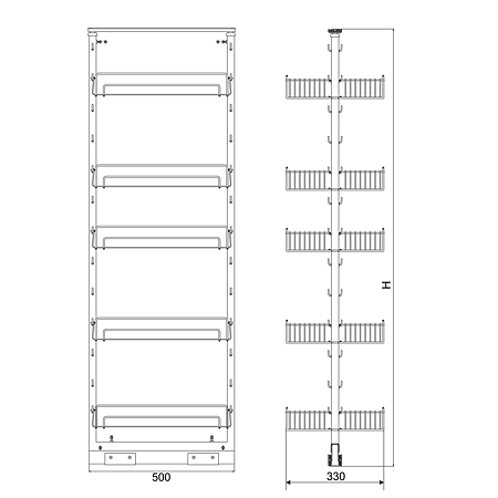 Raft bucatarie cu 4 sertare, metal, crom, 1250 - 1400 mm Raft bucatarie cu 4 sertare, metal, crom, 1250 - 1400 mm