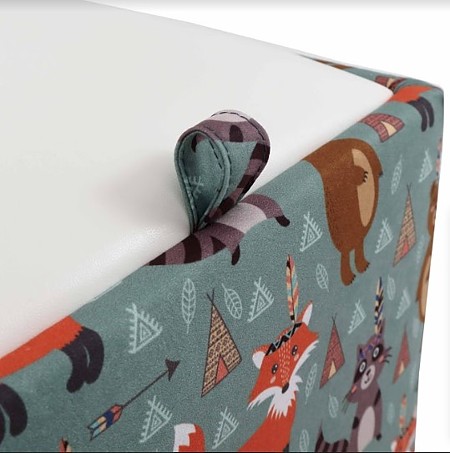 Taburet Box piele ecologica, microfibra, multicolor, cu depozitare, 37 x 37 x 42 cm