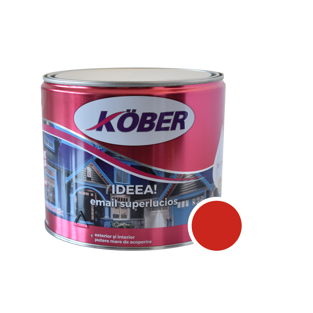 Vopsea email Kober Ideea pentru lemn/metal/sticla, interior/exterior, rosu, 2,5 l 25