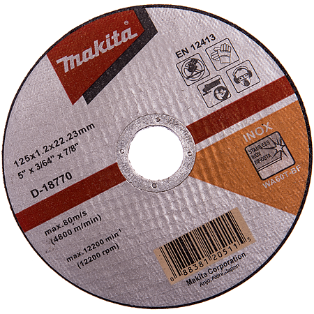 Disc debitare inox, Makita D-18770-10, 125 x 22.23 x 1.2 mm