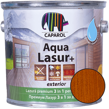 Lazura pentru lemn de exterior Caparol Aqua Lasur +, mahon, 2.5 l