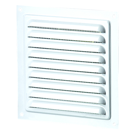 Grila ventilatie cu plasa pentru insecte Vents, aluminiu, alb, 150 x 150 mm