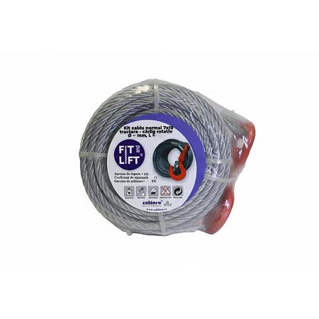 Cablu tractare/ridicare Cablero, otel, Ø 8 mm, lungime 15 m, carlig rotativ