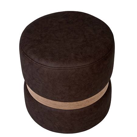 Taburet Ring, inel stejar, stofa maro M612, rotund, 38 x 38 x 40 cm