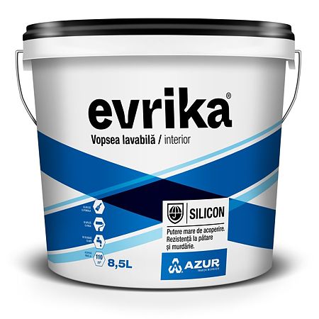Vopsea lavabila interior Evrika, cu silicon, alb, 8.5 l
