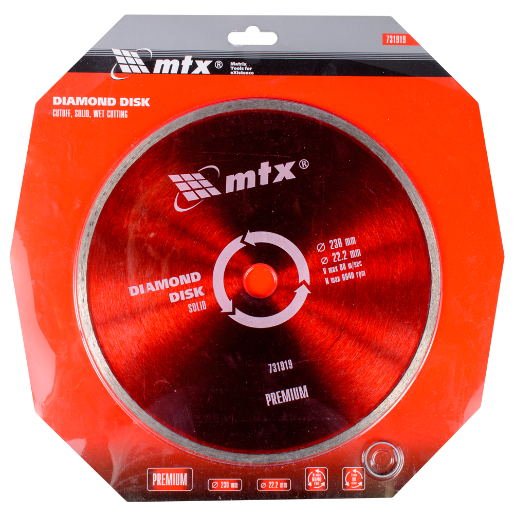 Disc diamantat pentru taiere umeda MTX PREMIUM, 230 x 22,2 mm