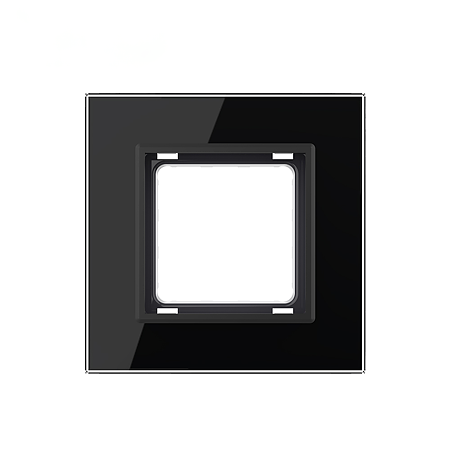 Rama priza simpla Livolo VL-P7E-2W, sticla securizata, negru