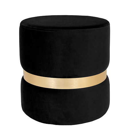 Taburet Ring, inel auriu, stofa neagra H01, rotund, 38 x 38 x 40 cm