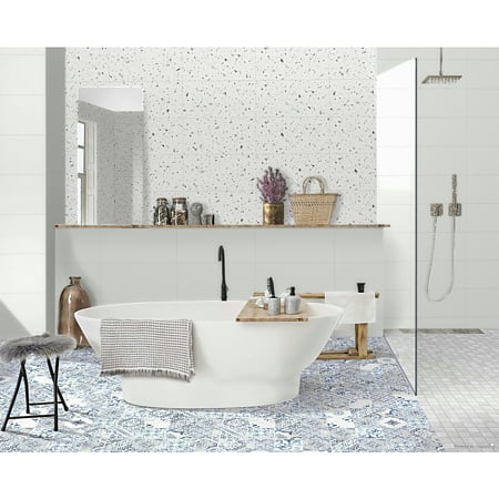 Faianta baie / bucatarie Cesarom Trendy, rectificata, crem, mat, aspect de beton, 60 x 30 cm