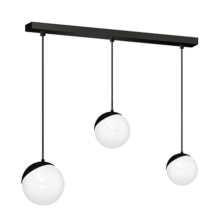 Suspensie Sfera, 3xE14, 40 W, metal/sticla, alb/negru