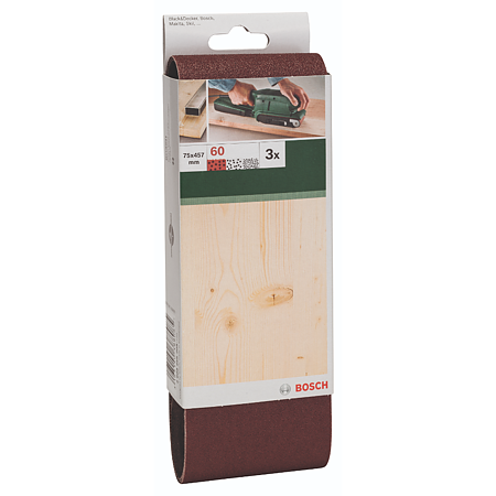 Set 3 benzi de slefuire Bosch, granulatie 60, 74 x 457 mm