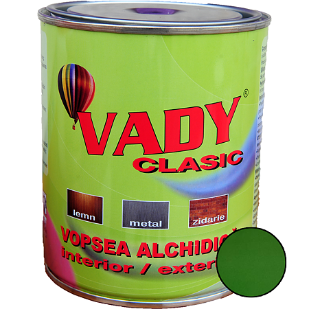 Vopsea alchidica Vady clasic, pentru lemn/metal/zidarie, interior/exterior, vernil, 0.6l