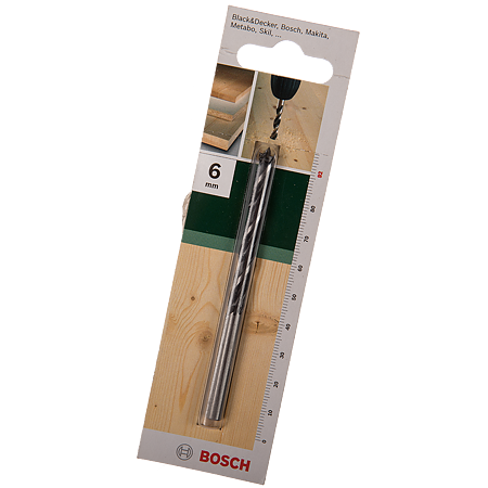 Burghiu elicoidal Bosch, mandrina standard, pentru lemn, 6 mm