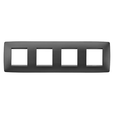 Rama decorativa modulara GW16128VN Gewiss One, (2+2+2+2) module orizontal, negru satinat