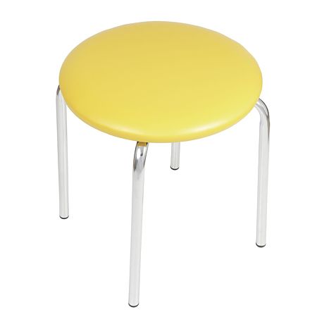 Taburet Sofia din imitatie piele galben, 45 x 45 x 46 cm
