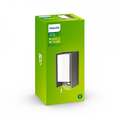 Aplica perete exterior Philips Bridge, cu senzor de miscare, antracit, 1x 15 W