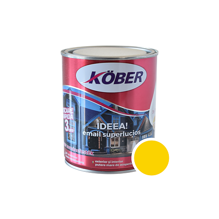 Vopsea email Kober Ideea pentru lemn/metal/sticla, interior/exterior, galben sulf, 0,75 l
