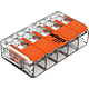 Conector imbinare cu parghii Wago Push Wire 221-413, pentru conductori unifilari, 5 x 6 mmp, 32 A, transparent, 6 bucati