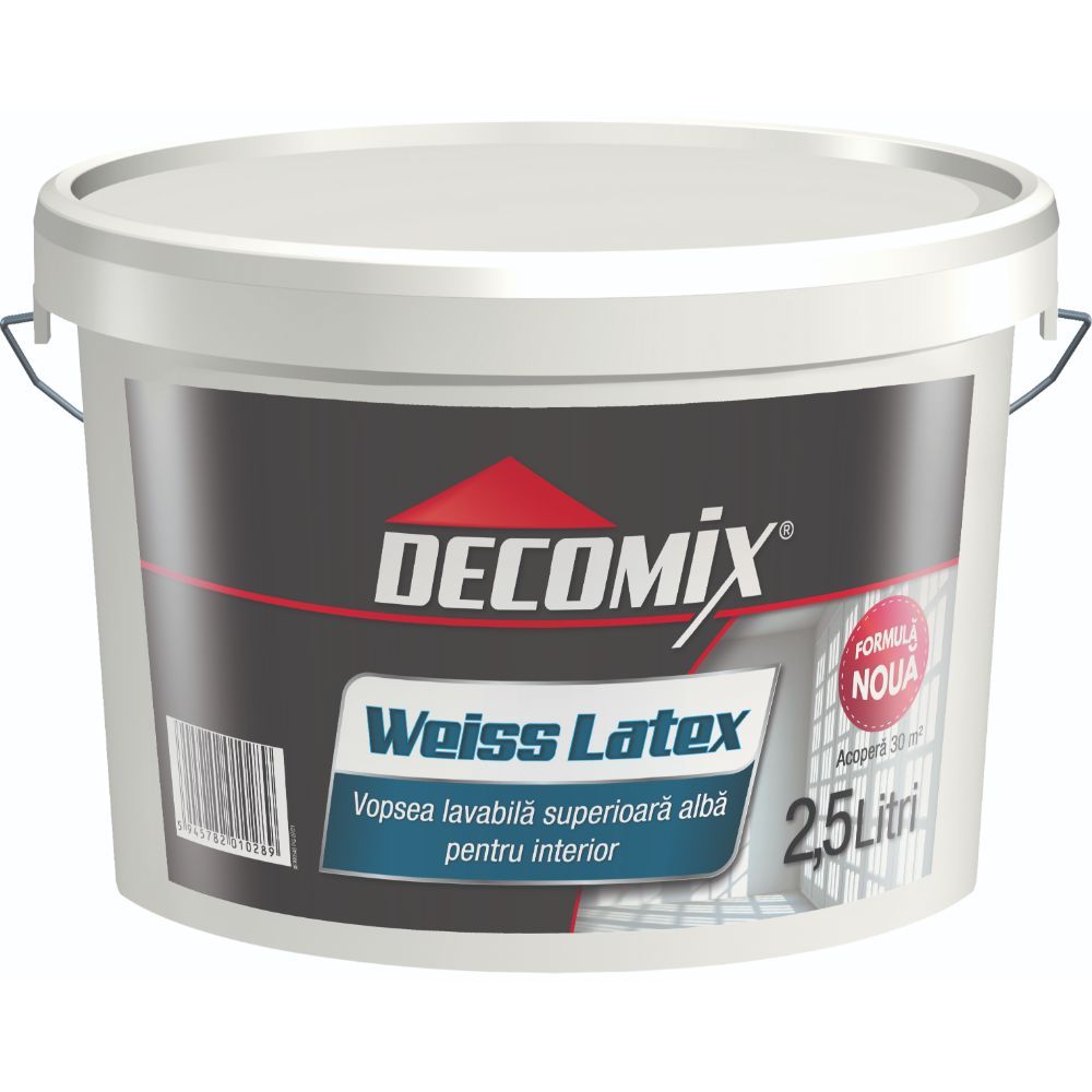 Vopsea lavabila interior, Decomix WeissLatex, alb, 2.5 l 2.5