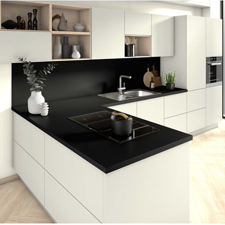 Placa antistropi Egger U999 PM Negru / GZW SM Alb, placa suport MDF, decor uni, anti-amprenta, 4100 x 640 x 8 mm