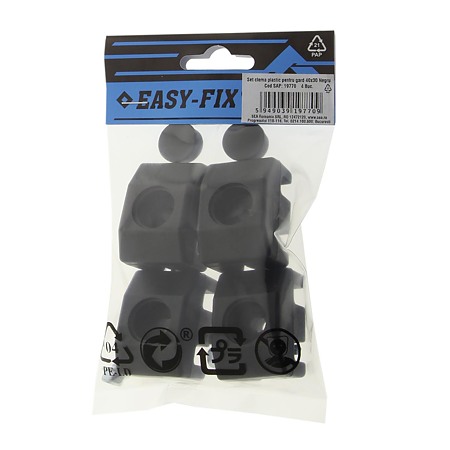 Clema plasa gard, plastic, negru, 40 x 30 cm, surub 5.5 x 32 mm, 4 bucati/punga