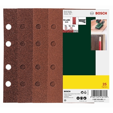 Foi abrazive Bosch, G40, 60, 80, 120, 25 bucati, pentru slefuitoare cu vibratii