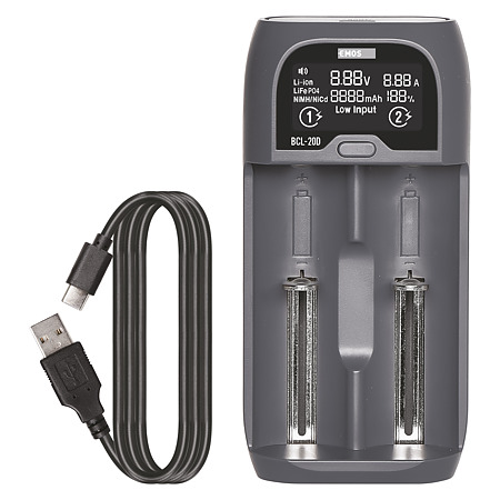 Incarcator universal pentru baterii Emos, 2000 mAh, 2 sloturi