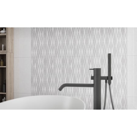 Decor ceramica Kai Palazzo Diamond Grey, finisaj lucios, alb si gri, model geometric, 30 x 60 cm